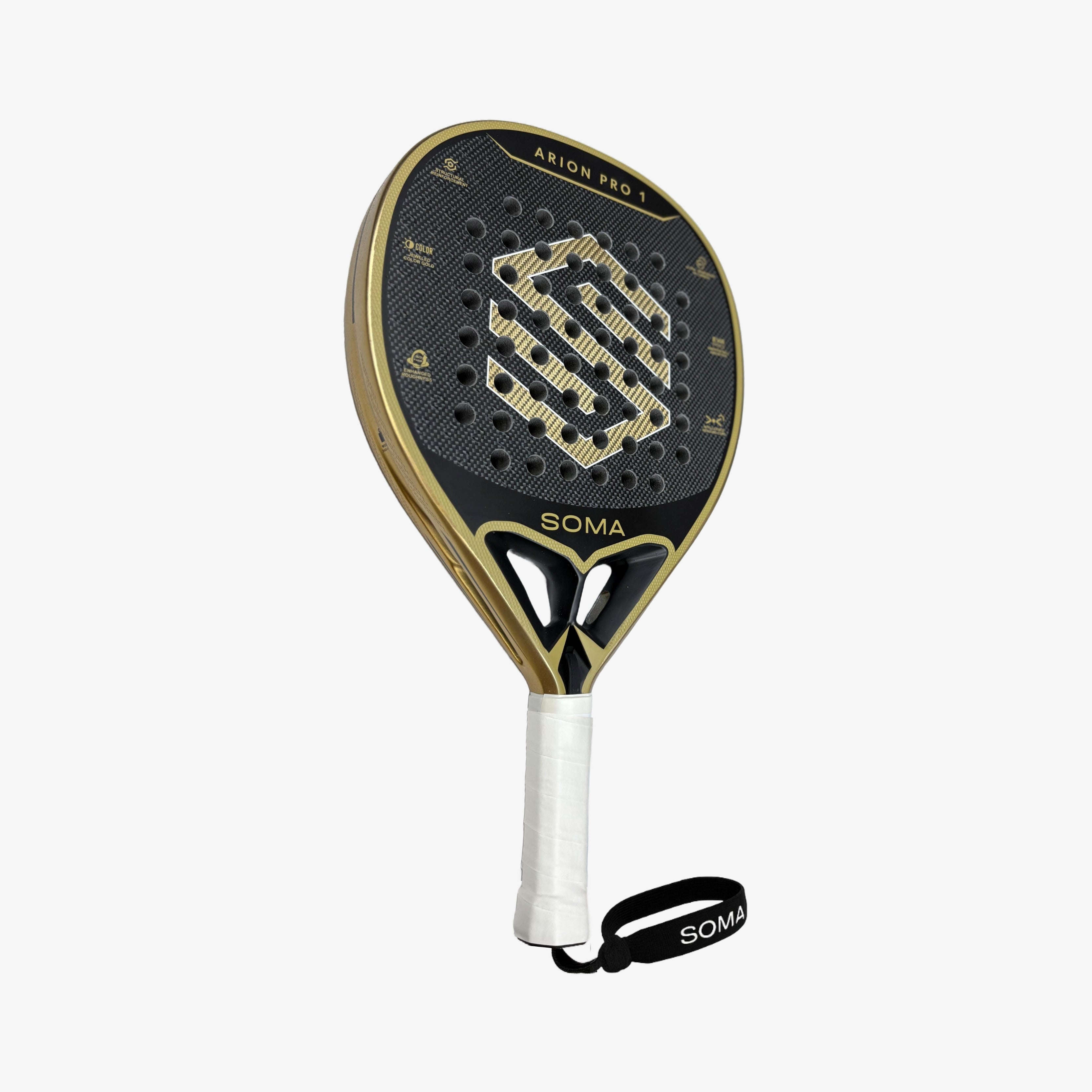 Raquette de padel Soma Arion Pro 1 noire et dorée - de côté